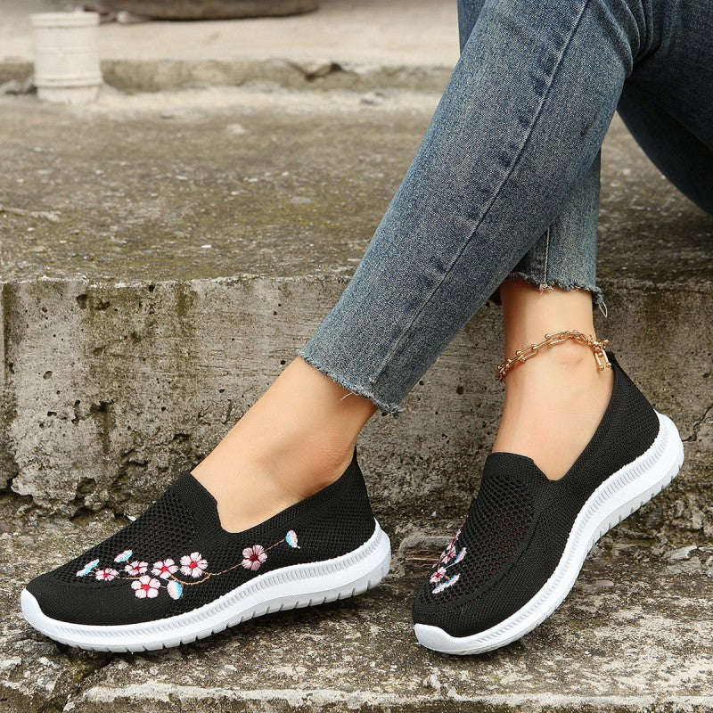 Atmungsaktive Schuhe mit floralem Stickerei R&B