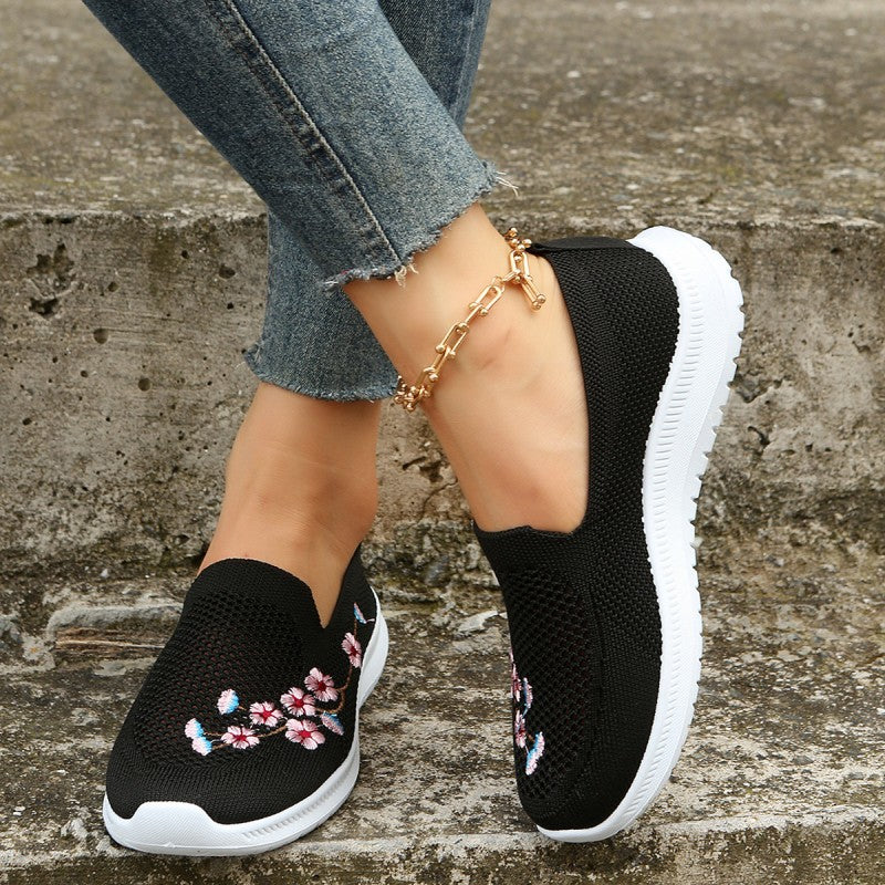 Atmungsaktive Schuhe mit floralem Stickerei R&B