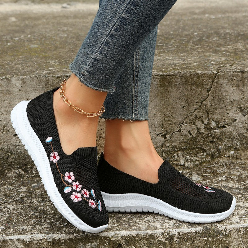 Atmungsaktive Schuhe mit floralem Stickerei R&B
