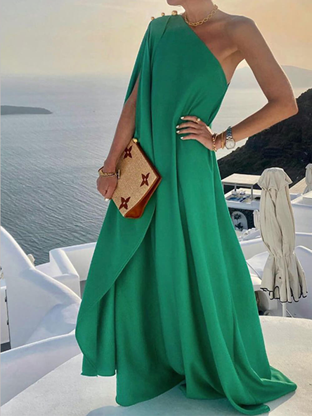 R&B | Drapiertes Maxikleid mit Einer Schulter für Damen