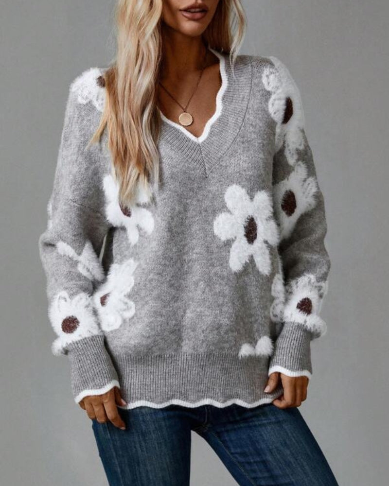 R&B | Strickpullover mit Blumen