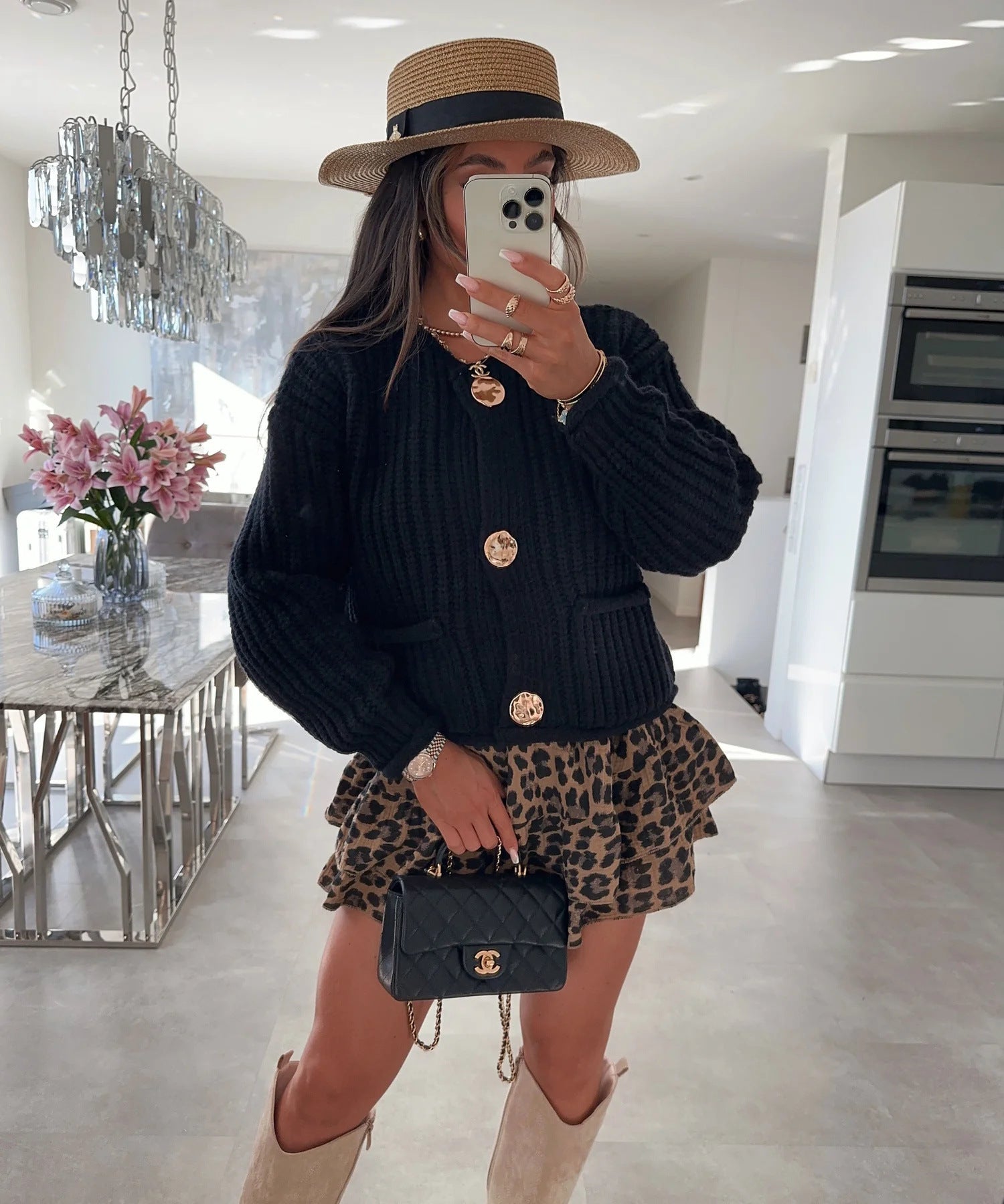 R&B | Gemütlicher Chic Damenstrickjacke mit Knöpfen und Taschen