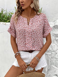 R&B | Bluse mit Blumenmuster und Rundhalsausschnitt für Damen