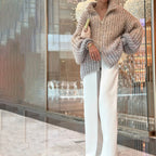 R&B | Strickpullover mit Pailletten Ballonärmel Elegant und Handstrick-look