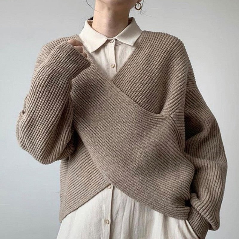 R&B | Rippstrick-cross-over-pullover Weich und Elegant Moderne Passform