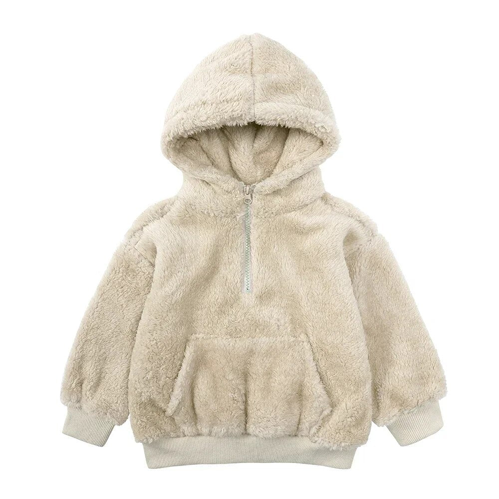 R&B Comfort Modische Bären-Kinderjacke aus dickem Samt
