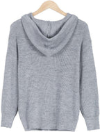 R&B | Grau Strick Hoodie mit Reißverschluss Wolle Komfortabel und Warm