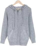 R&B | Grau Strick Hoodie mit Reißverschluss Wolle Komfortabel und Warm