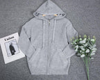 R&B | Grau Strick Hoodie mit Reißverschluss Wolle Komfortabel und Warm