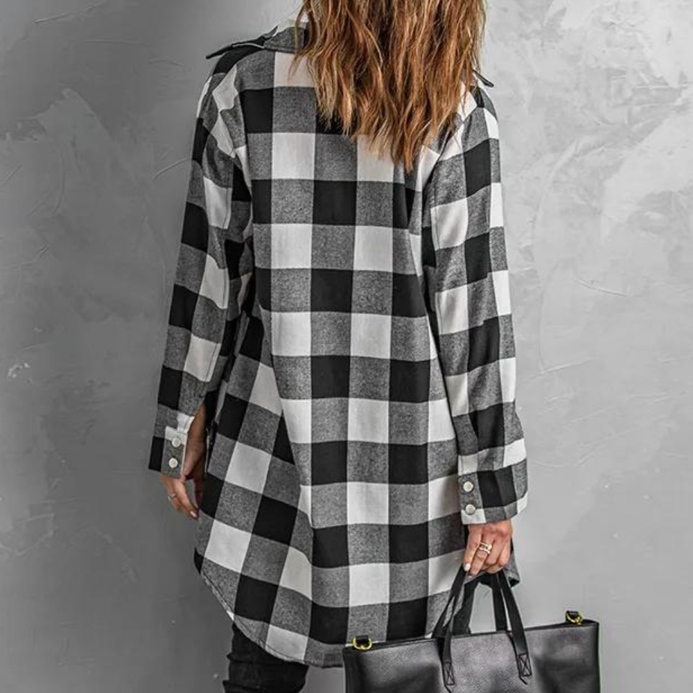 R&B | Kariertes Herbstjacke in Midilänge für Damen