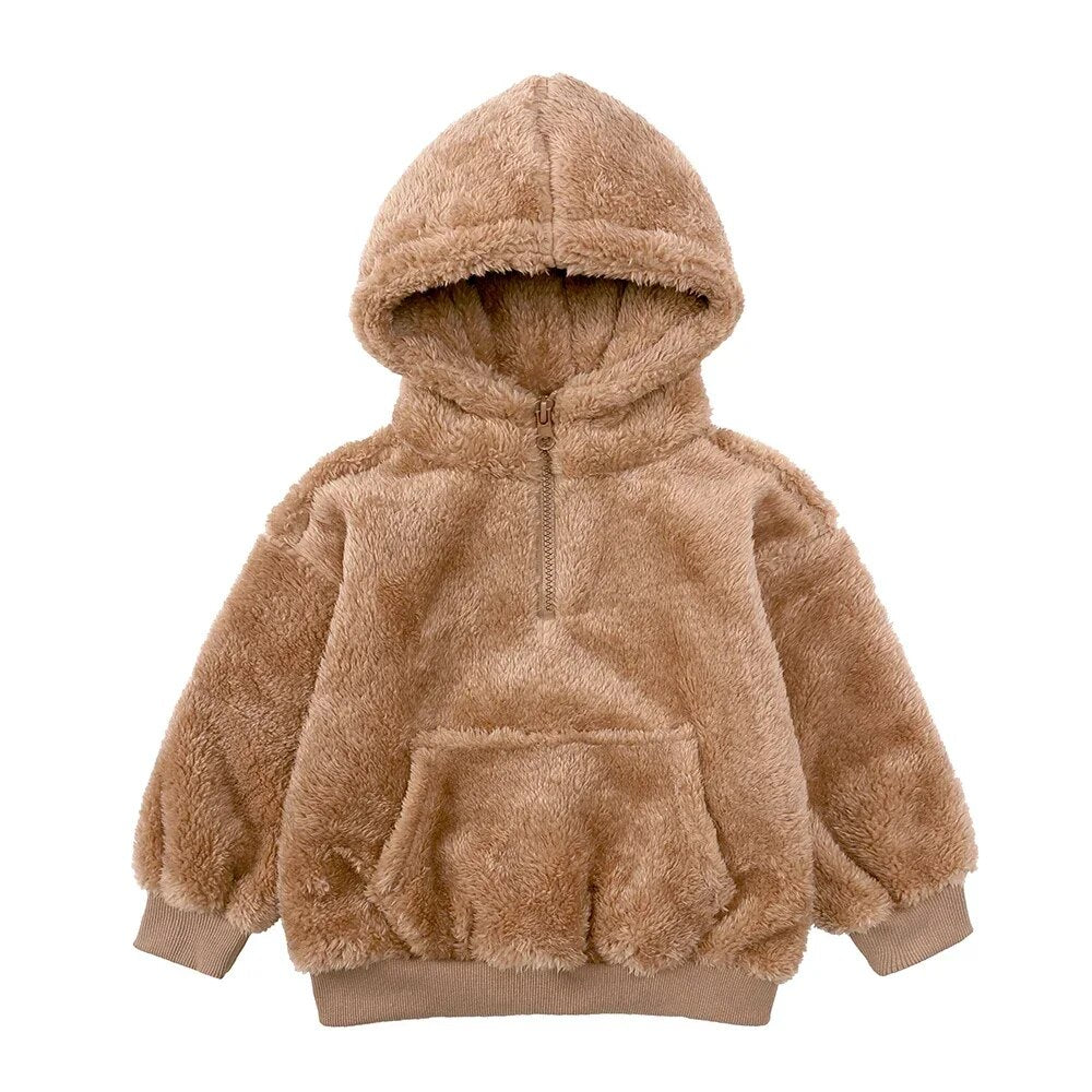 R&B Comfort Modische Bären-Kinderjacke aus dickem Samt