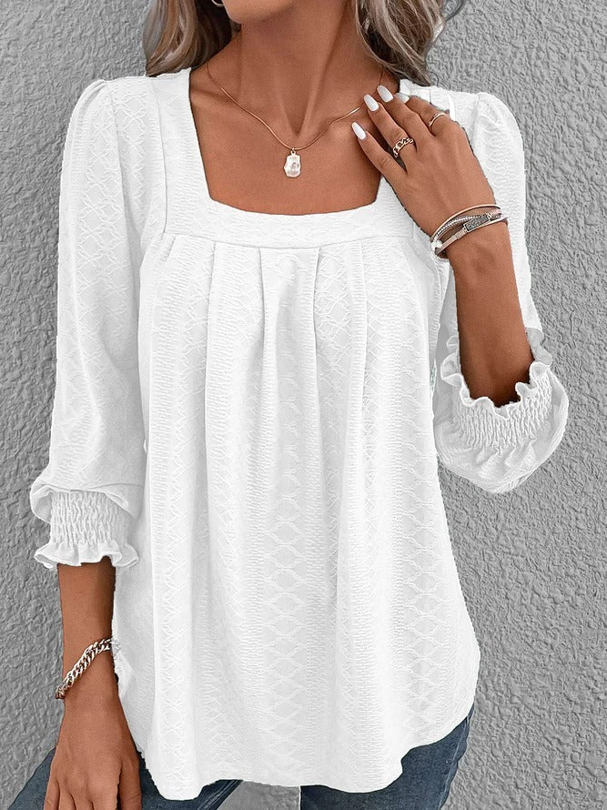 R&B | Baumwollbluse Mit Eckigem Ausschnitt
