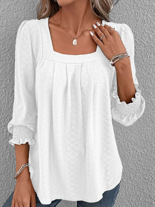R&B | Baumwollbluse Mit Eckigem Ausschnitt