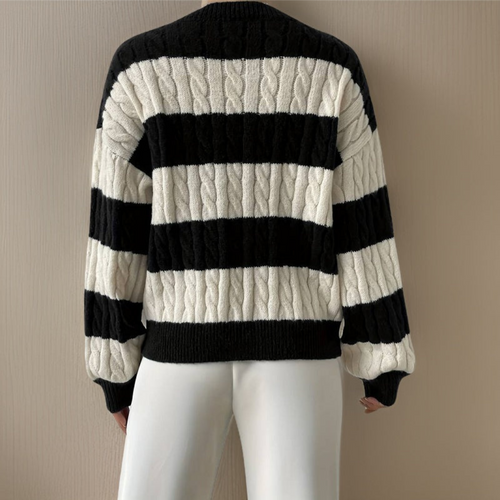 R&B | Langarmpullover für Frauen Schwarz Weiß