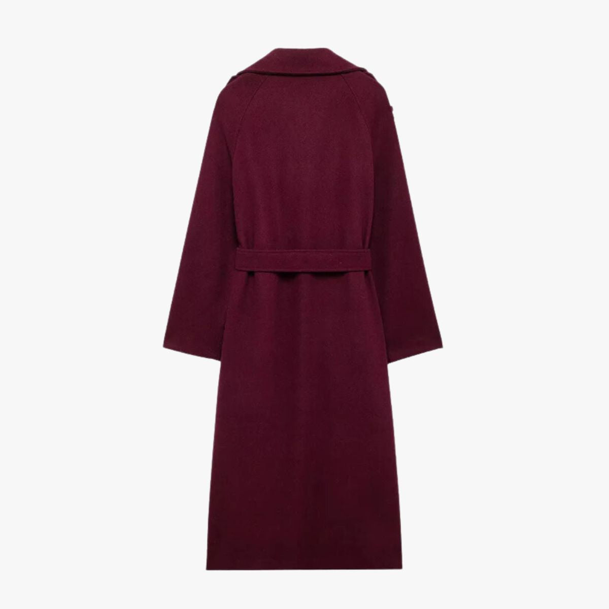 R&B | Eleganter Trenchcoat in Bordeauxrot mit Gürtel