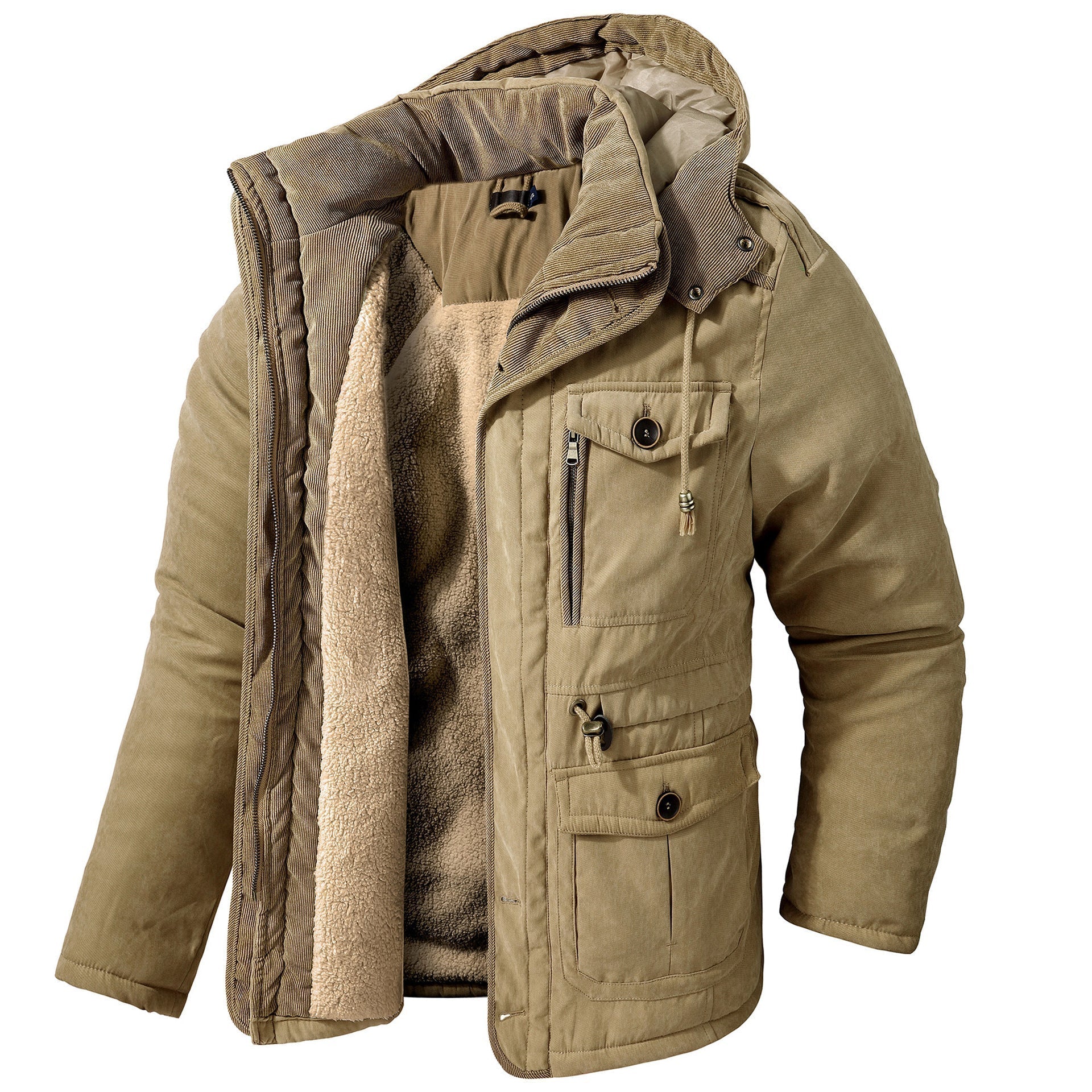 R&B | Warme Jacke mit Kapuze für Männer