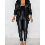R&B | Damen Glänzender Party Blazer Mantel Pailletten