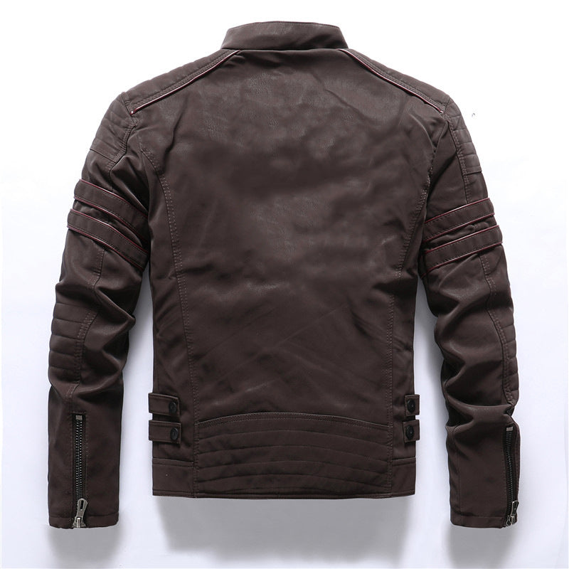 R&B | Herren Bikerjacke - Stehkragen mit rotem Streifendetail