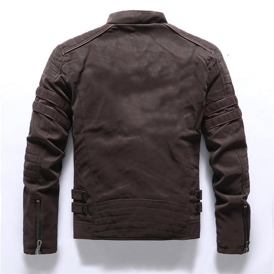 Heidi-Mode | Herren Bikerjacke - Stehkragen mit rotem Streifendetail