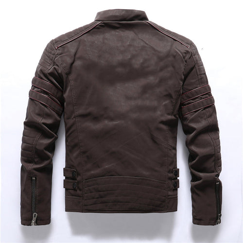 Heidi-Mode | Herren Bikerjacke - Stehkragen mit rotem Streifendetail