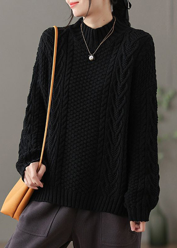 R&B | Locker Sitzender Hoher Hals Kabelstrickpullover Ideal für den Winter
