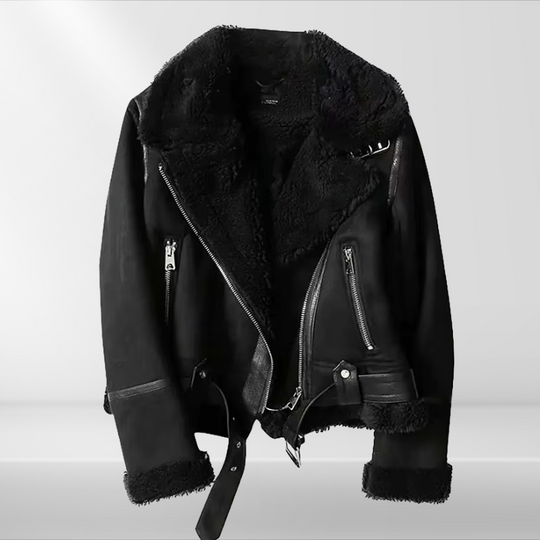 R&B | Damen Fleece Sherpa Bomberjacke mit Reißverschluss