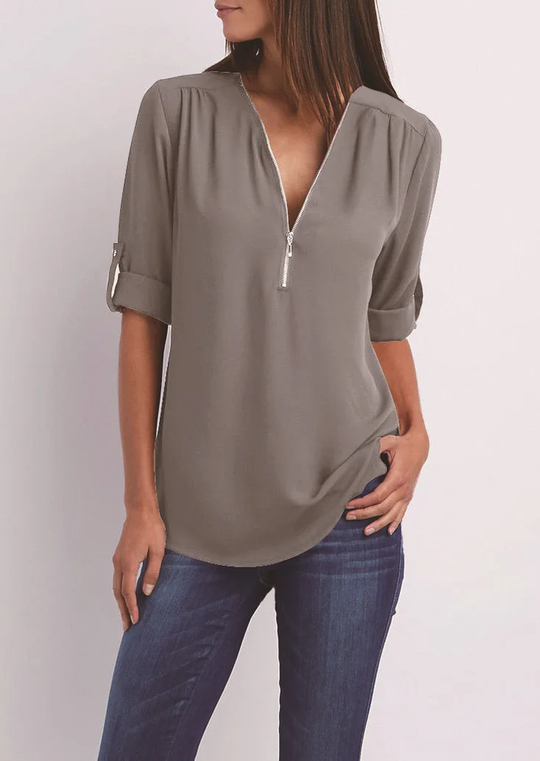 R&B | Chiffonbluse mit Reißverschluss