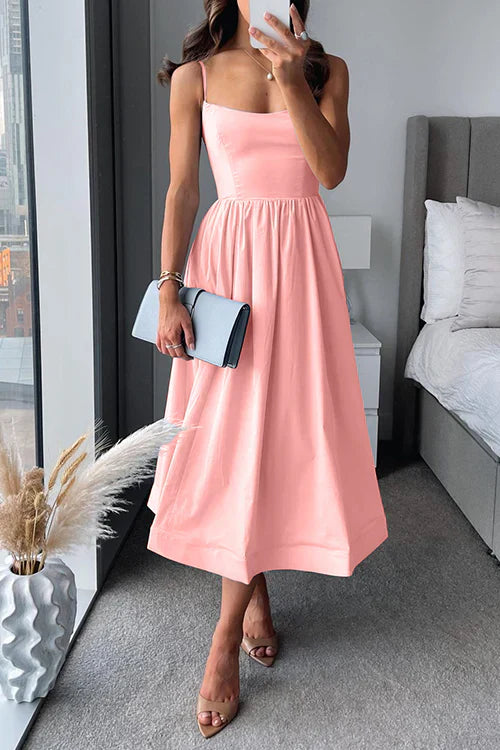 R&B | Midi Kleid Tailliert mit Spaghetti-Trägern
