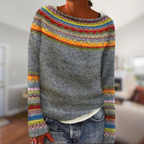 R&B | Langärmlig bedruckter Retro-Pullover
