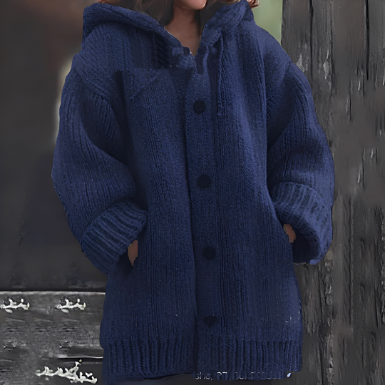 R&B | Bequemer Strickcardigan mit Kapuze für Frauen