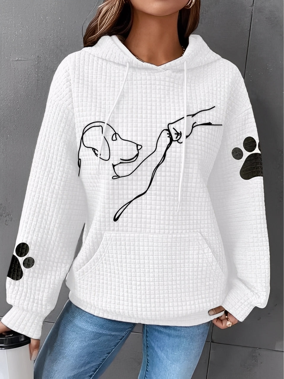 R&B | Bedruckter, Warmer Kapuzensweatshirt für Frauen