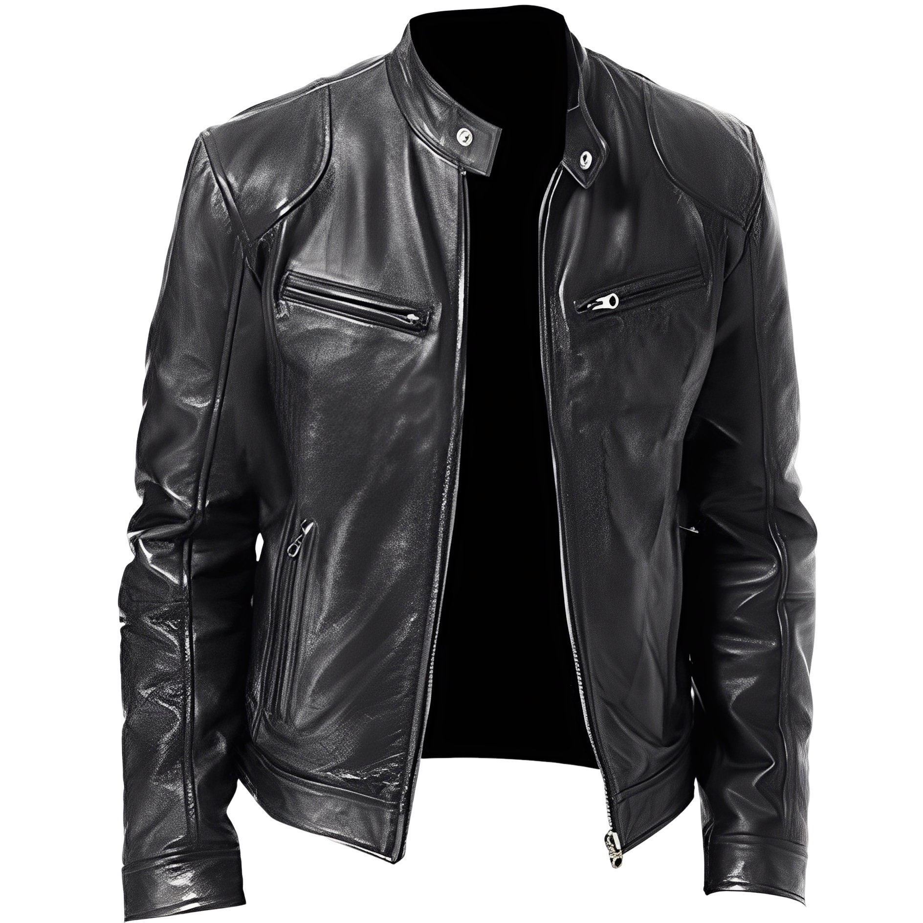 R&B | Lässige, figurbetonte Lederjacke für Männer