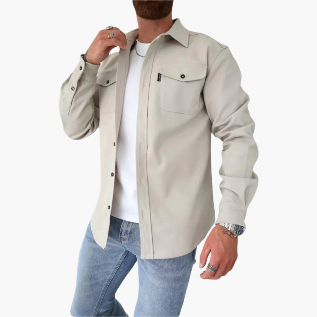 R&B | Overshirt Jacke - Modernes Knopfdurchgang Hemdjacke für Freizeit und Business