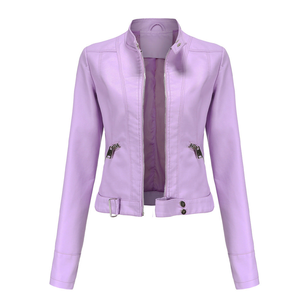 R&B | Trendige Damenlederjacke mit Kragen