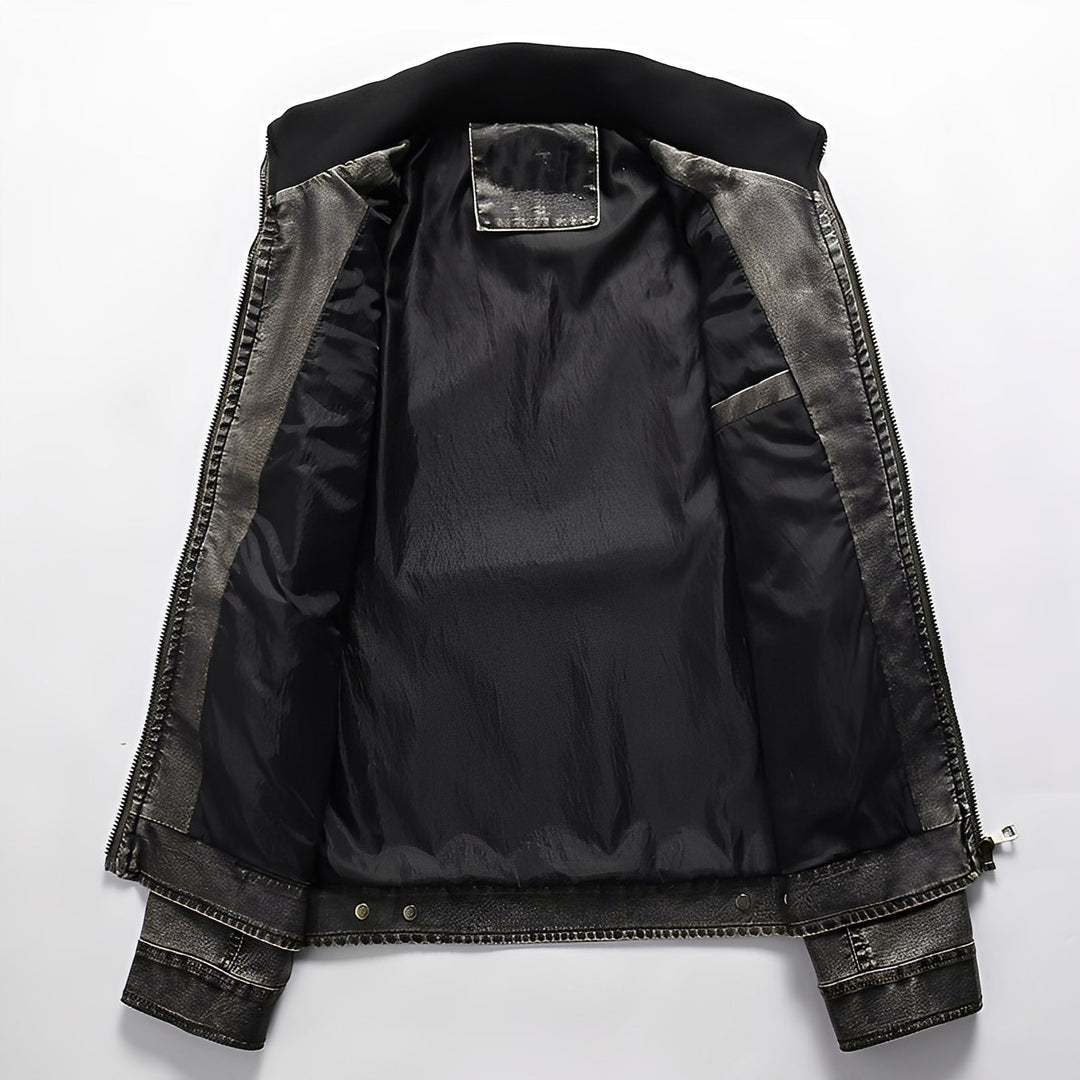 R&B | Klassische Lederjacke mit Taschen für Männer