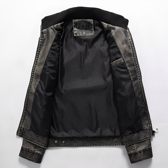 R&B | Klassische Lederjacke mit Taschen für Männer