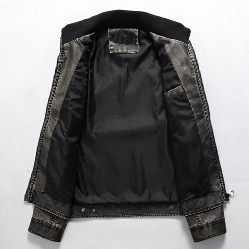 R&B | Klassische Lederjacke mit Taschen für Männer