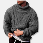 R&B | Rollkragen Wollmischung Lockere Passform Zopfmuster Pullover