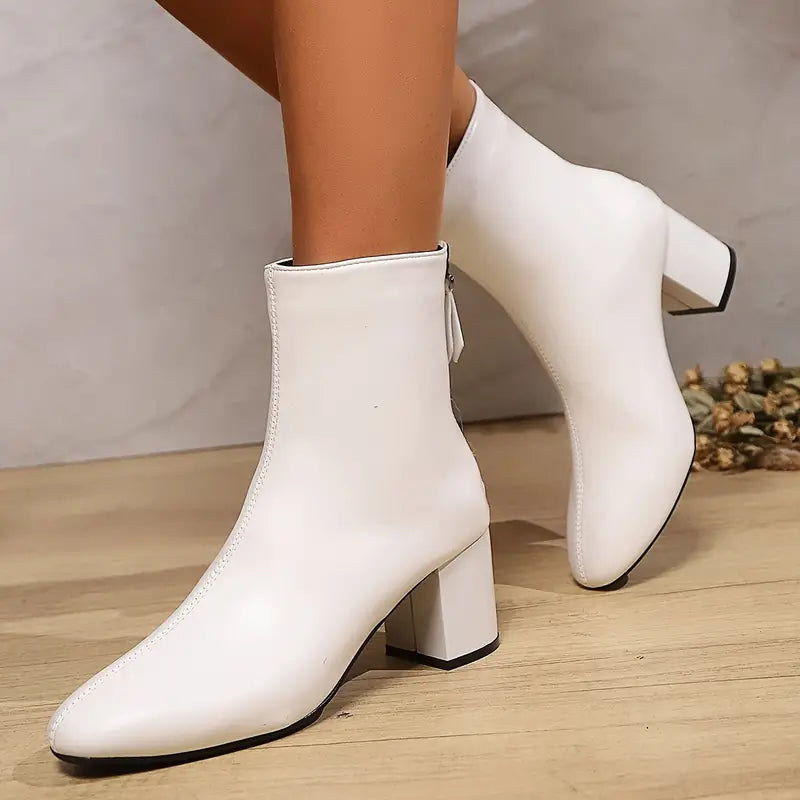 R&B | Damen Stiefeletten Spitze Zehenpartie, Klobiger Absatz