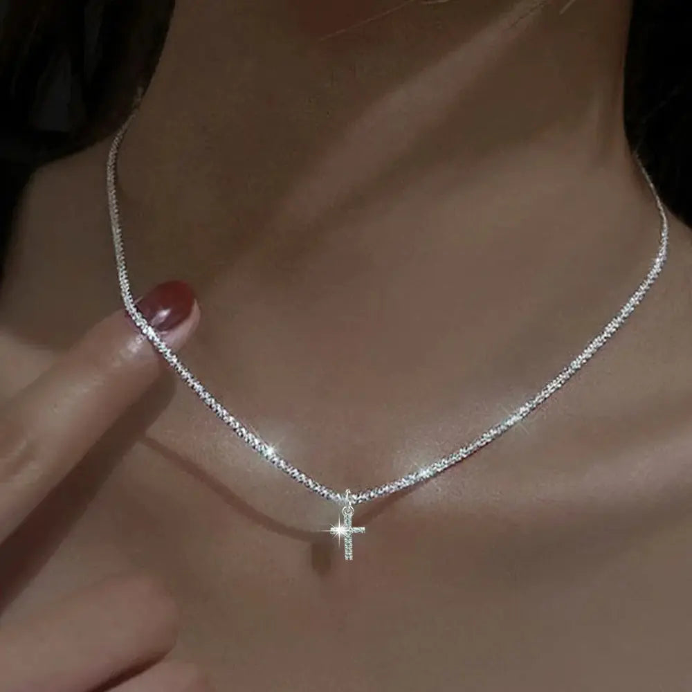 R&B | Sterling Silber Kreuz Zirkonia Halskette für Damen