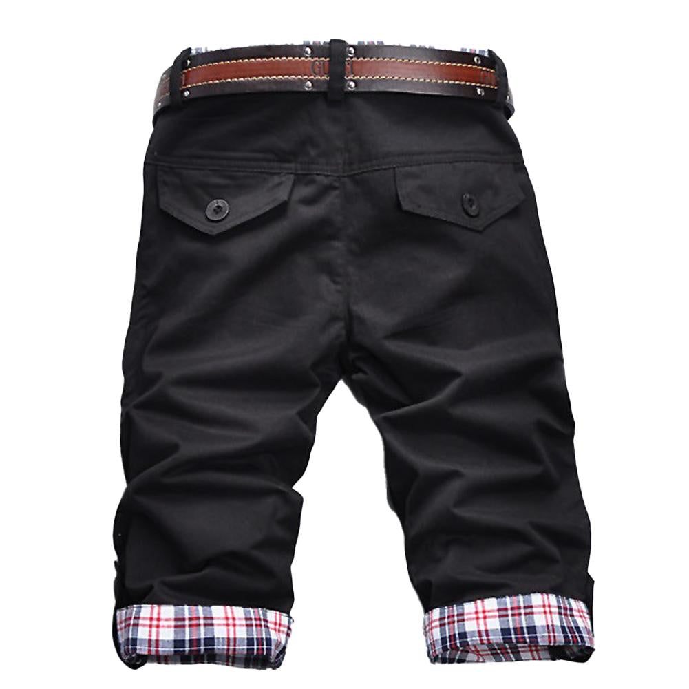 R&B – Hochwertige Shorts mit Gürtel und Karomuster