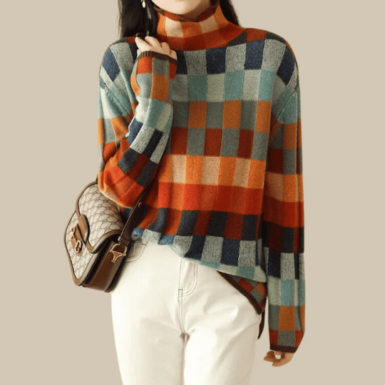 R&B | Sweater - Cashmere Patchwork-Turtleneck-Strick
