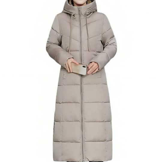 R&B | D’Hiver Lange Steppjacke mit Kapuze für Damen Ideal für Den Herbst und Den Winter