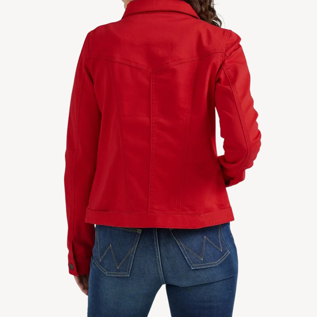 R&B | Rote Denim Button-Up Jacke