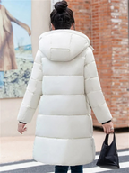 R&B | Stylische Khakifarbene Pufferjacke mit Kapuze und Reißverschluss