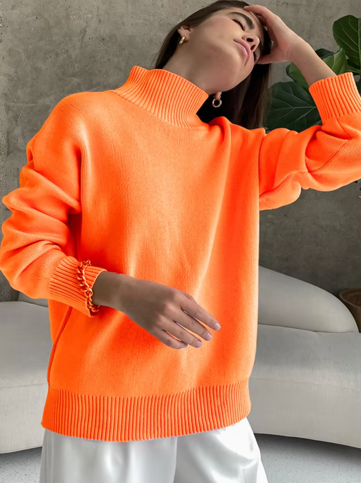 – Oversized lässiger Rollkragenpullover