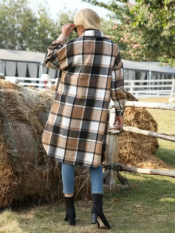R&B | Karo Langmantel Lässig Moderner Stil Ideal für den Herbst