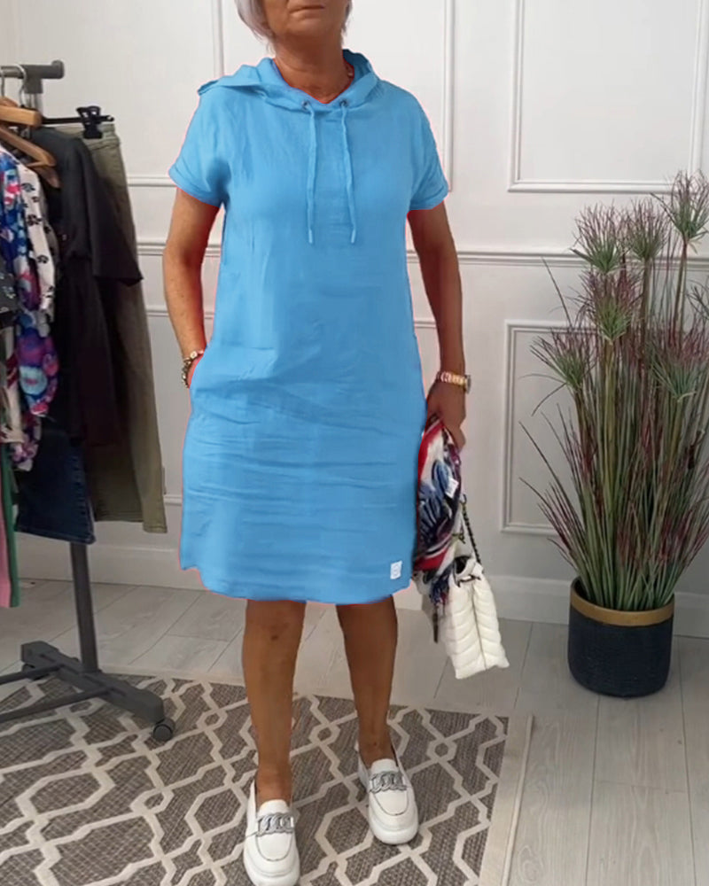 R&B | Kurzärmliges Freizeitkleid mit Kapuze