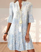 Stilvolles Kleid mit Print und Halbarm