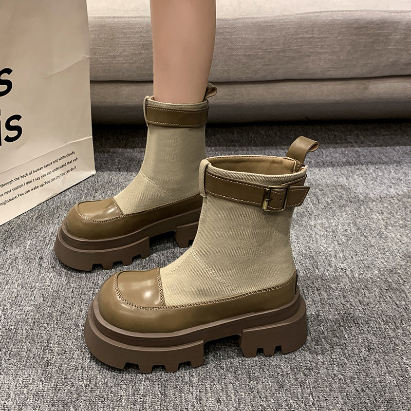 R&B | Canvas Kurzstiefel Dicksohlige Reißverschluss